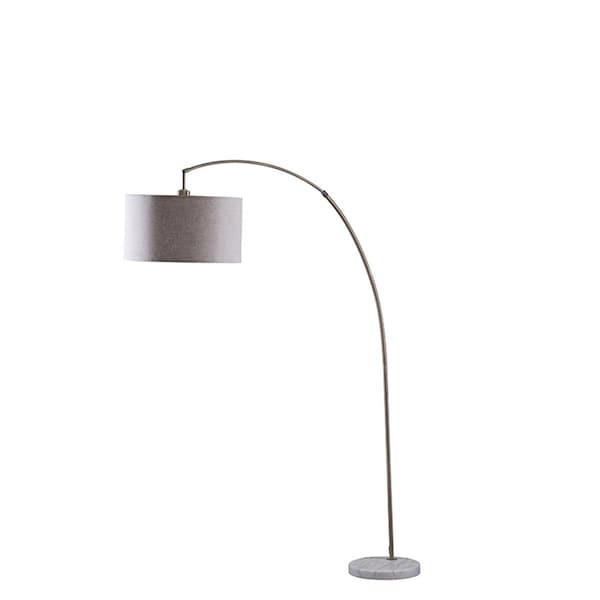 Ore Furniture 86 in. Bowery Antique Gold Arc Marble Floor Lamp, White 6931AB - main
